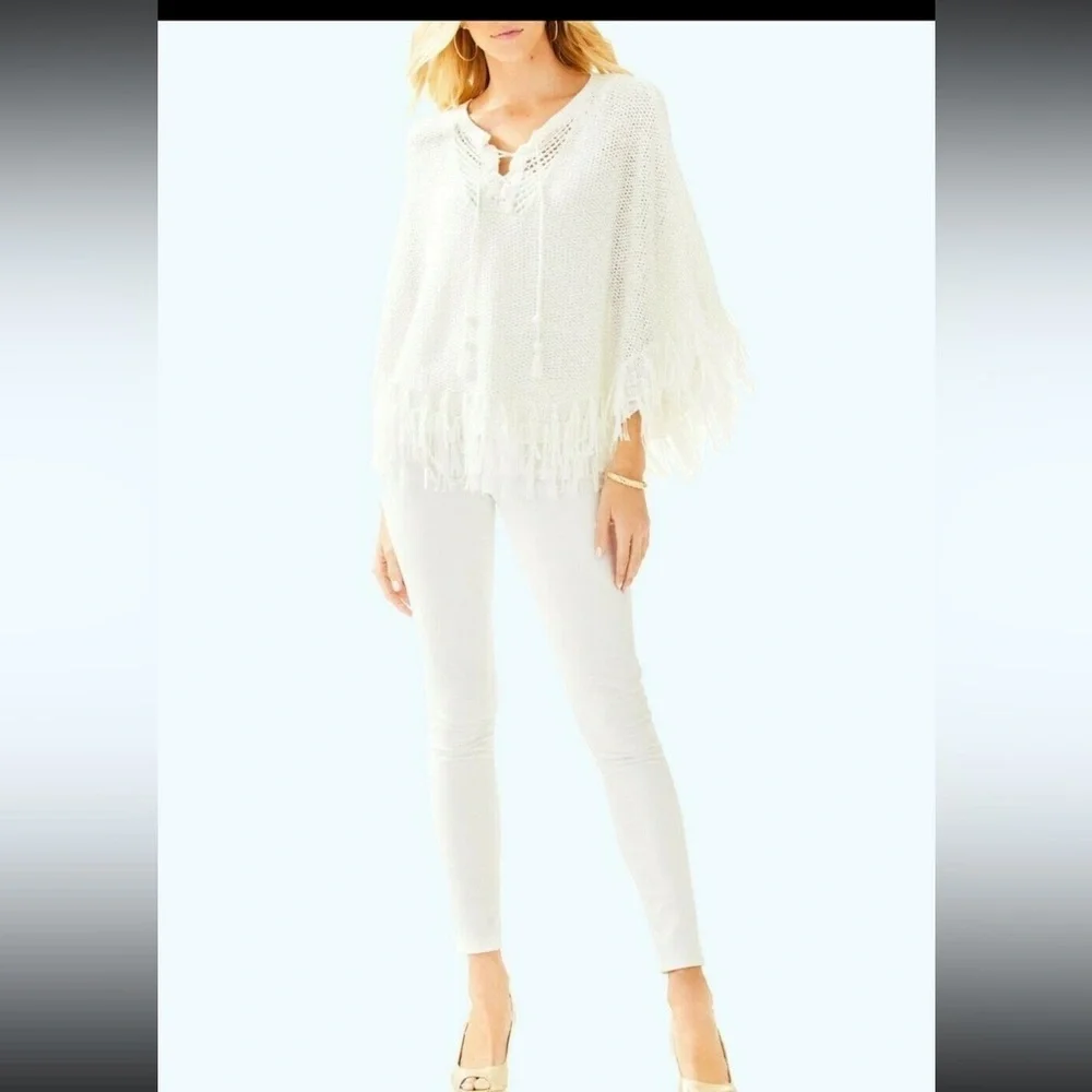 Lilly Pulitzer Val Sweater Poncho White S Elegant White Women's Sweater